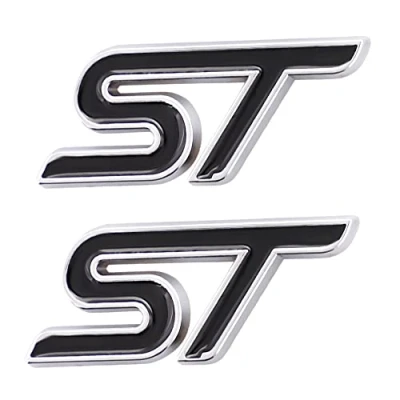 Abbildung von 2 Stück 3D Metall ST Aufkleber Autokopf Emblem Abzeichen Chrom für Die meisten Automodelle (schwarz/silberfarben)