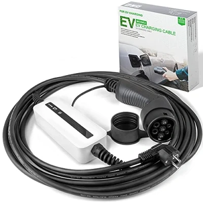 Abbildung von Morec EV Ladegerät 10/16A Typ2 Tragbares Ladekabel EU Standard Schaltbare Ladebox Schuko 2 polig IEC 62196 Elektroauto (Euro Stecker) 2,2/3,6kw, 6m/20ft