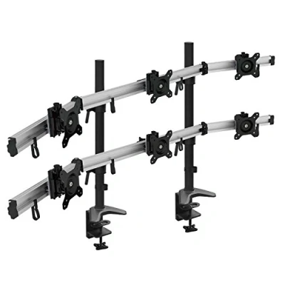 Abbildung von HFTEK 6 Fach Monitorarm Tischhalterung für 3+3 Bildschirme von 15 27 Zoll mit VESA 75/100 (MP260C N)