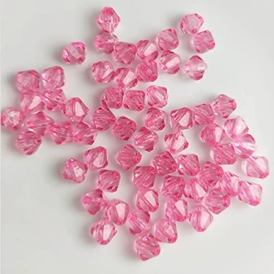 Abbildung von Doppelkegel/Bicone 8 mm 80 Stück Perlen Kristall Lose mit Loch 100er Set DIY Basteln tschechische Facettiert Beads Schmuck Acryl auffädeln Nieten Steine Pink 2