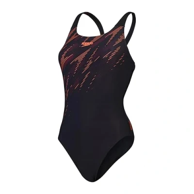Abbildung von Speedo Hyperboom Badeanzug, Damen, Größe: 32, Black/siren red/plum dandy