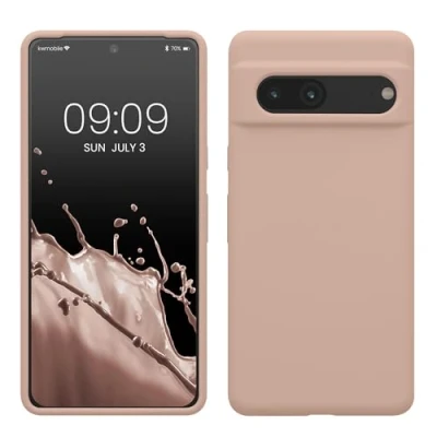 Abbildung von kwmobile Hülle kompatibel mit Google Pixel 7 Silikon Handy Case Handyhülle weiche Oberfläche kabelloses Laden Altrosa matt