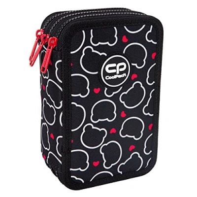 Abbildung von CoolPack XXL Federtasche Federmappe 3 Fach Schulstiftetui, dreifaches Federmäppchen, Federmäppchen für Mädchen, Jungen, 44 teilig gefüllte Schüleretui stöckig, Bear