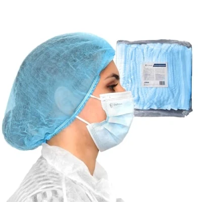 Abbildung von OneProtek 100 Stück Einweg Haarnetz Vliesstoff Blau Einweghaube Spinnvlies Klipphauben Komfort &amp; Luftdurchlässig (53 cm)