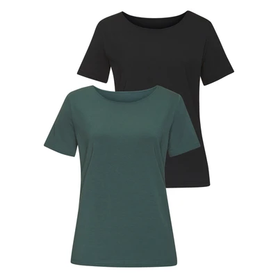 Abbildung von LASCANA T Shirt &quot;mit U Boot Ausschnitt&quot;, (2er Pack), aus elastischer Baumwoll Modal Qualität