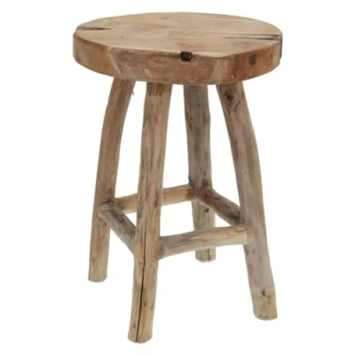 Abbildung von Teakholz Hocker J050 42cm Sitzhocker Beistelltisch Rund