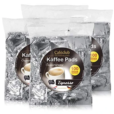 Abbildung von 4x Cafeclub Espresso Kaffeepads Megabeutel je 100 stk. dunkle Röstung einzeln verpackt
