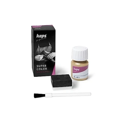 Abbildung von Kaps Super Color Lederfarbe für Naturleder, Synthetik und Textil, Lederfärber, 25 ml, Beige 130
