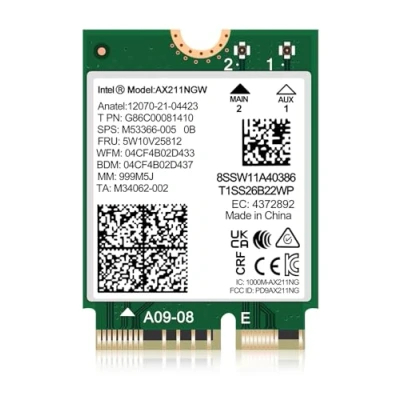 Abbildung von WiFi 6E Wireless Card AX211 NGW. Only Support CNVio2 Protocol and 12/13th Generation CPU, Bluetooth 5.3, Tri Band 5400Mbps, Network Adapter for Laptop Windows 10/11 (64bit),Linux.