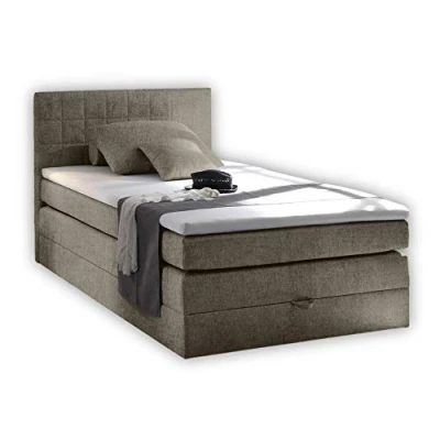 Abbildung von Stella Trading HAWAII 2 Boxspringbett 120x200 mit Bettkasten, Schlamm Bequemes Bett 7 Zonen Federkern Matratze H2 H3 &amp; Komfortschaum Topper 141 x 107 209 cm (B/H/T)