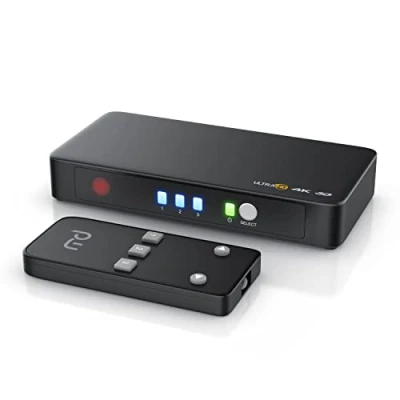 Abbildung von CSL HDMI Switch 4k mit Fernbedienung 3 in 1 Out Port Ultra HD Umschalter automatische Umschaltung 3D Ready UHD 2160p 36 Bit Deep Color HDCP