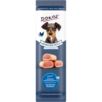 Abbildung von Dokas Hühnchen Rolle mit Ente weiche Hundeleckerlis 32x 10g Multipack