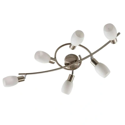 Abbildung von Lindby Strahler Arda, Modern, Glas, Metall, weiß, nickel satiniert, 6 flammig, E14