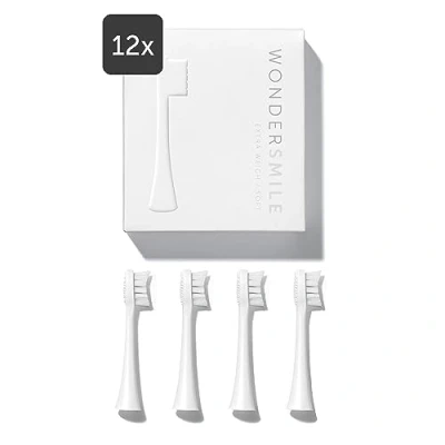 Abbildung von Wondersmile Ersatzbürsten Schallzahnbürste (Soft, All White, 12er Pack) Bürstenköpfe für