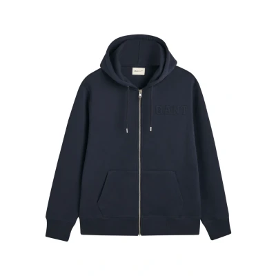 Abbildung von GANT Embossed ZIP Sweatjacke, Herren, Größe: Small, Evening blue