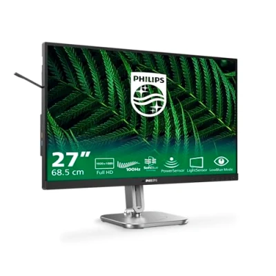 Abbildung von Philips 27B2G5200 27 Zoll Full HD Monitor, höhenverstellbar, Lautsprecher, Adaptive Sync (1920x1080, 75 Hz, 1x D Sub, HDMI 1.4, DisplayPort 1.2, USB Hub) dunkel/grau