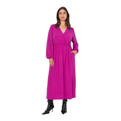 Abbildung von Ulla Popken WRAP LOOK LONG Sleeve Freizeitkleid, Damen, Größe: 54/56, Berry