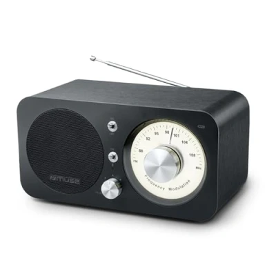 Abbildung von Muse M 095 BT Bluetooth Retro Radio mit UKW Tuner, NFC und USB Ladeanschluss (Teleskop Antenne, AUX), schwarz