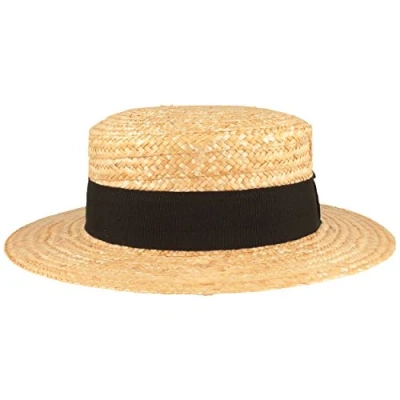 Abbildung von Kreissäge Strohhut Sommerhut Sonnenhut aus 100% Stroh mit schwarzem Ripsband Gondoliere Hut MADE IN ITALY 6 cm breite Krempe Beige, M (57)