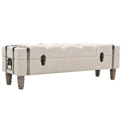 Abbildung von Festnight Aufbewahrungsbank Sitzbank Sitztruhe Polsterbank Truhe für Wohnzimmer Schlafzimmer, Massivholz und Stahl 111 x 34 37 cm