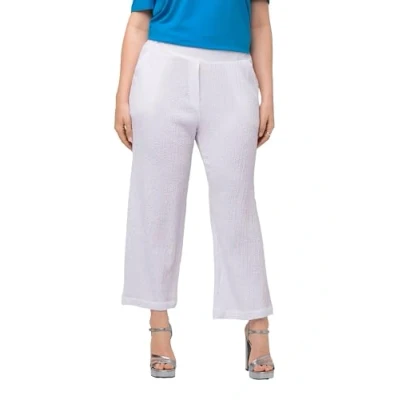Abbildung von Ulla Popken Damen Hose, Bubblestruktur Freizeithose, Schneeweiß, 33W / 32L