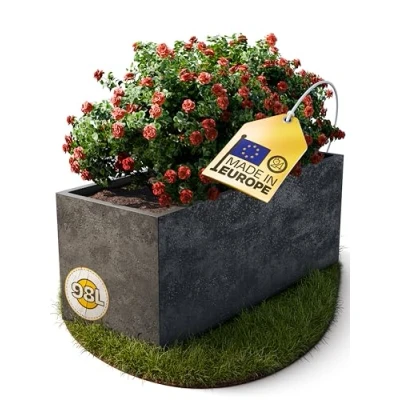 Abbildung von ONDIS24 Pflanzkübel Blumenkübel Blumentopf Vulkan 100cm Vulkan/Basalt Optik, mit Wasserspeicher Pflanzenkasten winterfest, 100 x 40 43,5 (H) cm