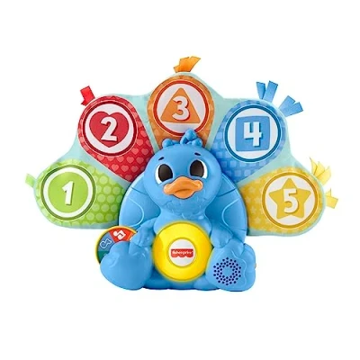 Abbildung von Fisher Price BlinkiLinkis Zahlen und Farben Pfau, elektronisches Lernspielzeug mit Licht Musik für Babys Kleinkinder ab 9 Monaten, (Dutch), HNN79