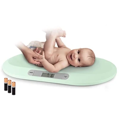 Abbildung von BERDSEN Babywaage Gewicht, Präzise, bis zu 20 kg, Messwertspeicher, Stabil, Sicher, Inklusive Batterien, Kg/Lb/Oz, Farbe Mint