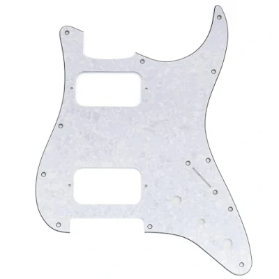 Abbildung von Musiclily Pro 11 Löcher ST Schlagbrett HH Gitarren Pickguard mit Runde Ecke 2 Unbedeckter Humbucker Potis Mini Schalter Aussparungen für Fender Squier Strat Style E Gitarre, 4 lagig White Pearl
