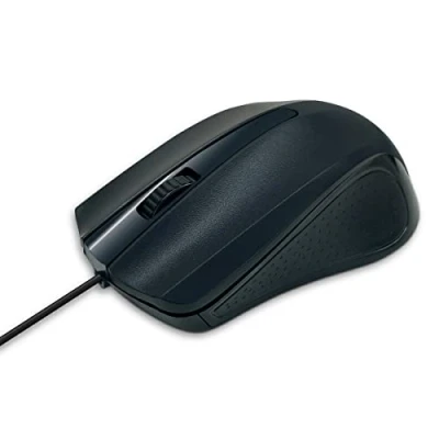 Abbildung von Waytex 65106 USB Maus, kabelgebunden, Schwarz, mit 3 Tasten und optischem Sensor, 1000 DPI, ergonomischer Griff, beidhändig, für PC Mac