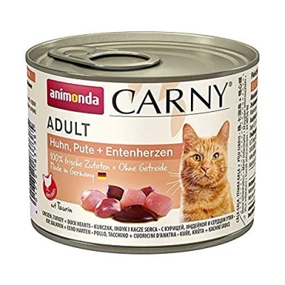 Abbildung von Carny Katzen Nassfutter Huhn + Pute Entenherzen (6 x 200g), von animonda ohne Getreide und Zucker, mit frischen fleischlichen Zutaten