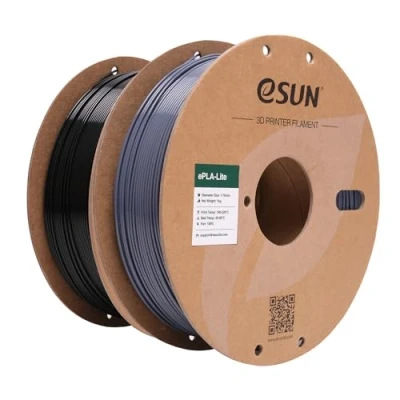Abbildung von eSUN PLA Filament 1.75mm, Modifiziertes 3D Drucker PLA, Maßgenauigkeit +/ 0.03mm, 1KG pro Spule, 2 Spulen Druck für Drucker, Grau+Schwarz