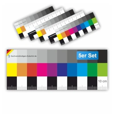 Abbildung von Sachverständigen Zubehör® Graukarte für Weißabgleich als [Kunststoff Belichtungsmesser] 5er Set Fotografie Farbfächer ColorChecker Farbkarten Farbrad Bearbeitungsprogramm