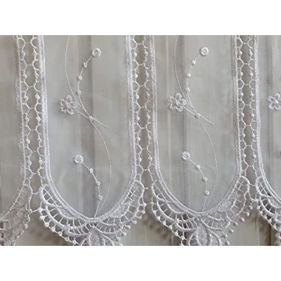 Abbildung von Arinosa Shabby Chic Romantik Landhausgardine Scheibengardine 45, 60, 75 o.90 cm H, ab 1 M, Höhe:60