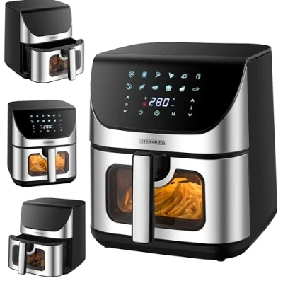 Abbildung von STEINBORG Heißluftfritteuse SB 3130, 1700 W, 3 in 1 Allroundgerät,12 automatische Programme,LED Touch Display