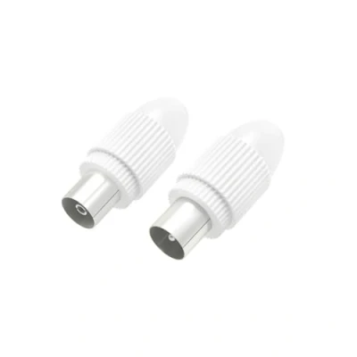 Abbildung von Hama TV Antennenstecker (2 Koaxialstecker männlich + weiblich, Durchmesser 5 7 mm, 2 Stück) weiß