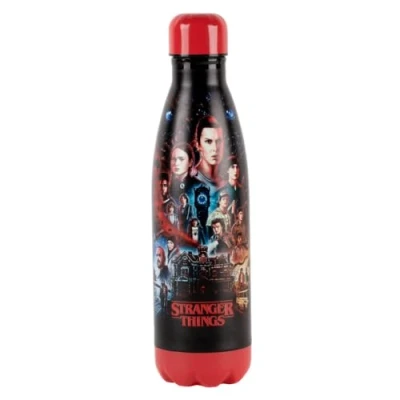 Abbildung von Konix Stranger Things Isolierflasche Edelstahl 500 ml Best Friends Motiv Rot und Schwarz
