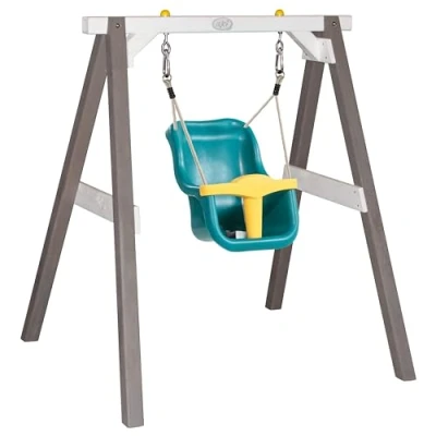 Abbildung von Babyschaukel Grau/weiß mit Sitz Türkis/gelb