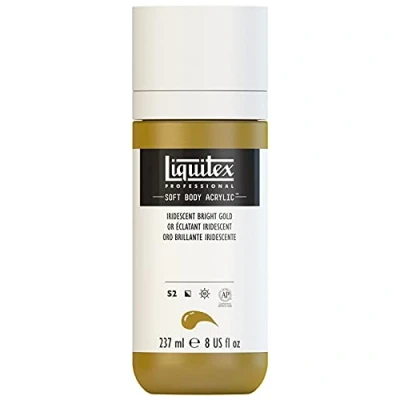 Abbildung von Liquitex 1923234 Professional Acrylfarbe Soft Body Künstlerfarbe in cremiger deckender Konsistenz, hohe Pigmentierung, lichtecht &amp; alterungsbeständig, 237ml Flasche Irisierendes Helles Gold