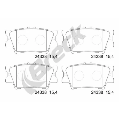 Abbildung von BRECK 24338 00 704 Bremsbelagsatz nicht für Verschleißwarnanzeiger vorbereitet TOYOTA: RAV4 IV SUV, III Camry VI Limousine, LEXUS: ES V