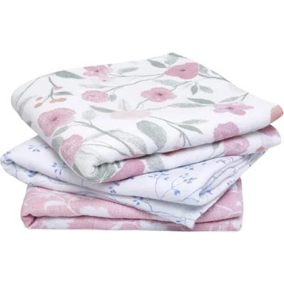Abbildung von aden + anais musy Spucktücher, Mulltücher Set für Neugeborene &amp; Kleinkinder, 100% Baumwolle Mehrzweck Babytücher Mädchen Jungen, 70x70cm, 3er Pack, ma fleur