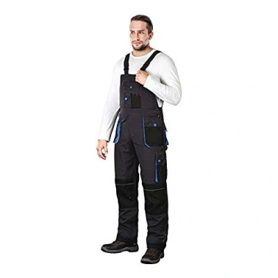 Abbildung von Leber &amp; Hollman Herren Arbeits Latzhose LH FMN B, 65% Polyester 35% Baumwolle 270 g/m2 und Verstärkung aus Cordura Stoff, mit Taschen für Knieschoner