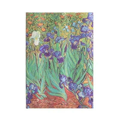 Abbildung von Van Gogh’s Irises Midi Unlined Hardcover Journal: Hardcover, 120 gsm, ribbon marker, memento pouch, elastic closure, book edge printing