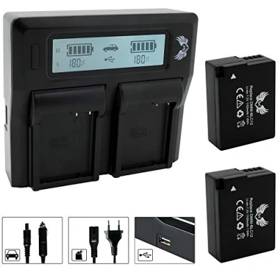 Abbildung von 2X SK Akku Ersatz für Panasonic DMW BLC12 / BLC12E 1100mAh + LCD Dual Charger Lumix DMC G6 G7 GX8 G70 G81 G85 FZ2000 FZ2500