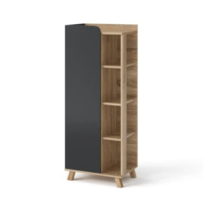 Abbildung von Vicco Midischrank Karen, Sonoma/Anthrazit, 50 x 128 cm mit Tür und offenen Fächern