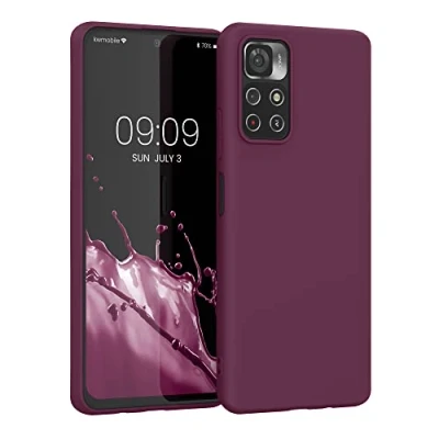 Abbildung von kwmobile Hülle kompatibel mit Xiaomi Redmi Note 11S 5G / Poco M4 Pro weiches TPU Silikon Case Cover geeignet für kabelloses Laden Bordeaux Violett