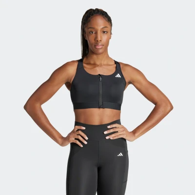 Abbildung von adidas Performance Powerreact Medium Support ZIP BRA Sportbh mit mittlerer Stützkraft, Damen, Größe: LxC D, Black