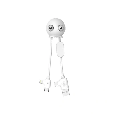 Abbildung von Xoopar 3 in 1 USB Multi Kabel Krakenform Mini Universal Ladegerät Entworfen mit USB/USB C und Lightning Kompatibel Apple Samsung Android Jelly Weiß