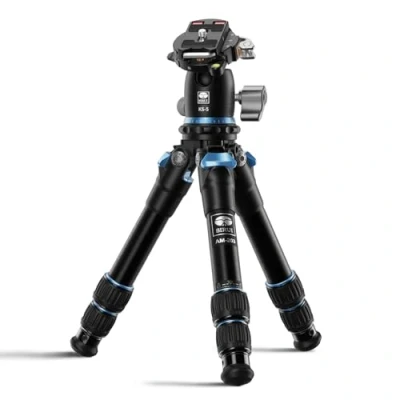 Abbildung von SIRUI Mini Stativ mit 360 Panorama Kugelkopf, Tisch Reisestativ für Kamera, Schnellverschluss System, maximale Belastung 15 kg, Höhe 42,4 cm, AM 203+KS 5