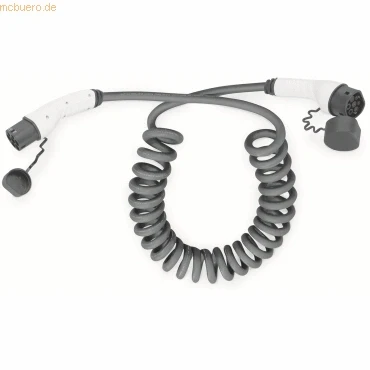 Abbildung von DIGITUS Mode 3 Ladekabel für Elektroautos &amp; PHEV 7,5 m Typ 2 Phasig 32 A 22 kW Spiralkabel Schwarz